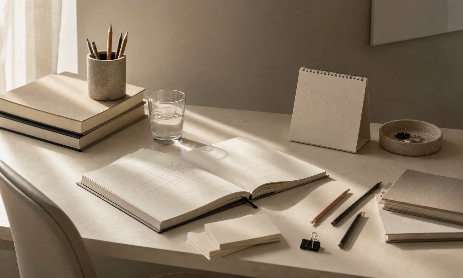 Student working through practice sheets at a desk